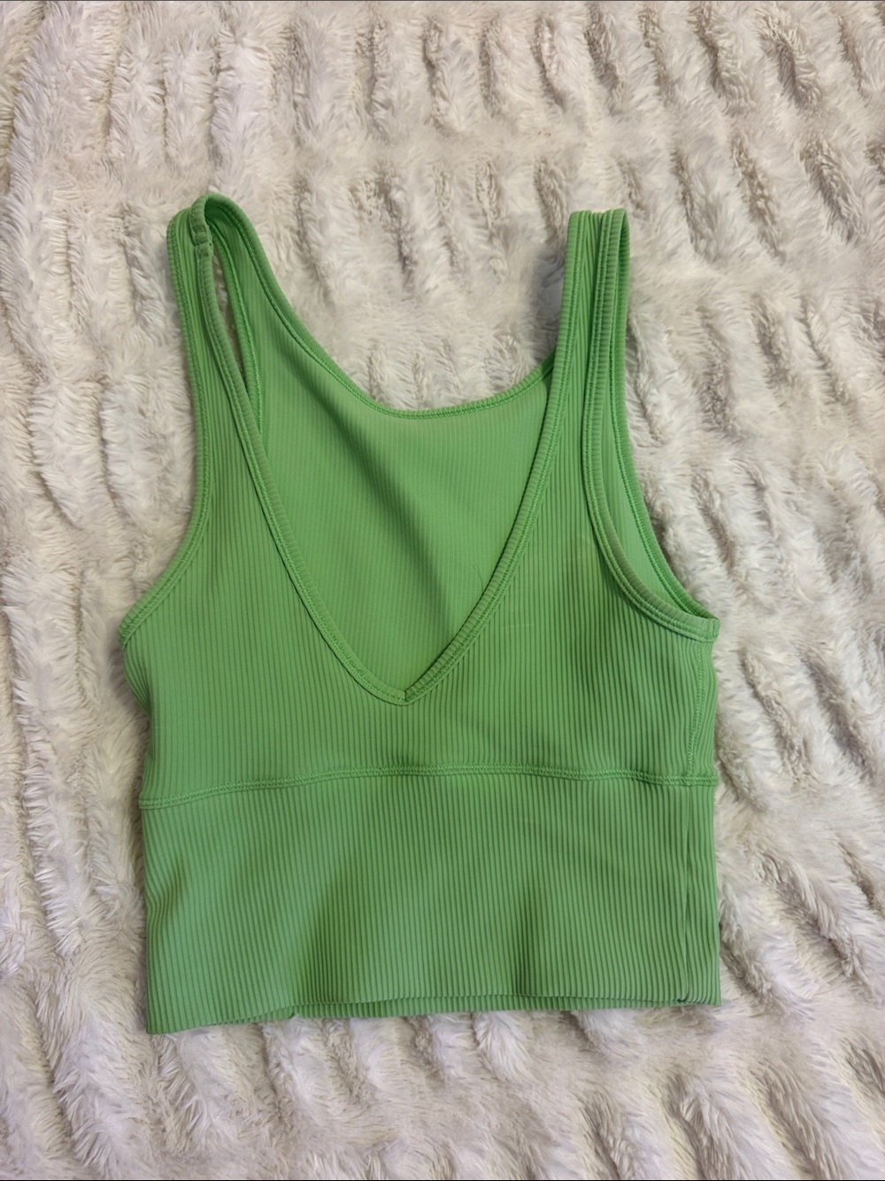 lululemon athletica Light Green Ribbed V-Neck Crop Top